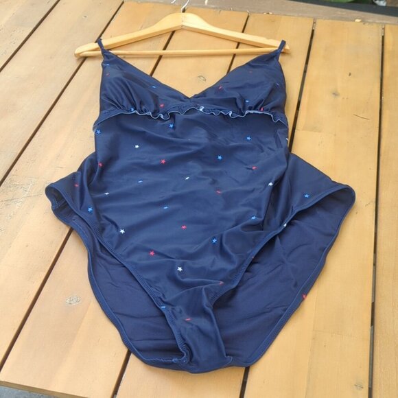 Old Navy Red Blue White Stars One Piece Swimsuit - Size 3X NWT - Picture 3 of 7